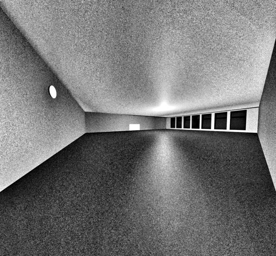 salle blanche et sol gris. Pas de fenêtre